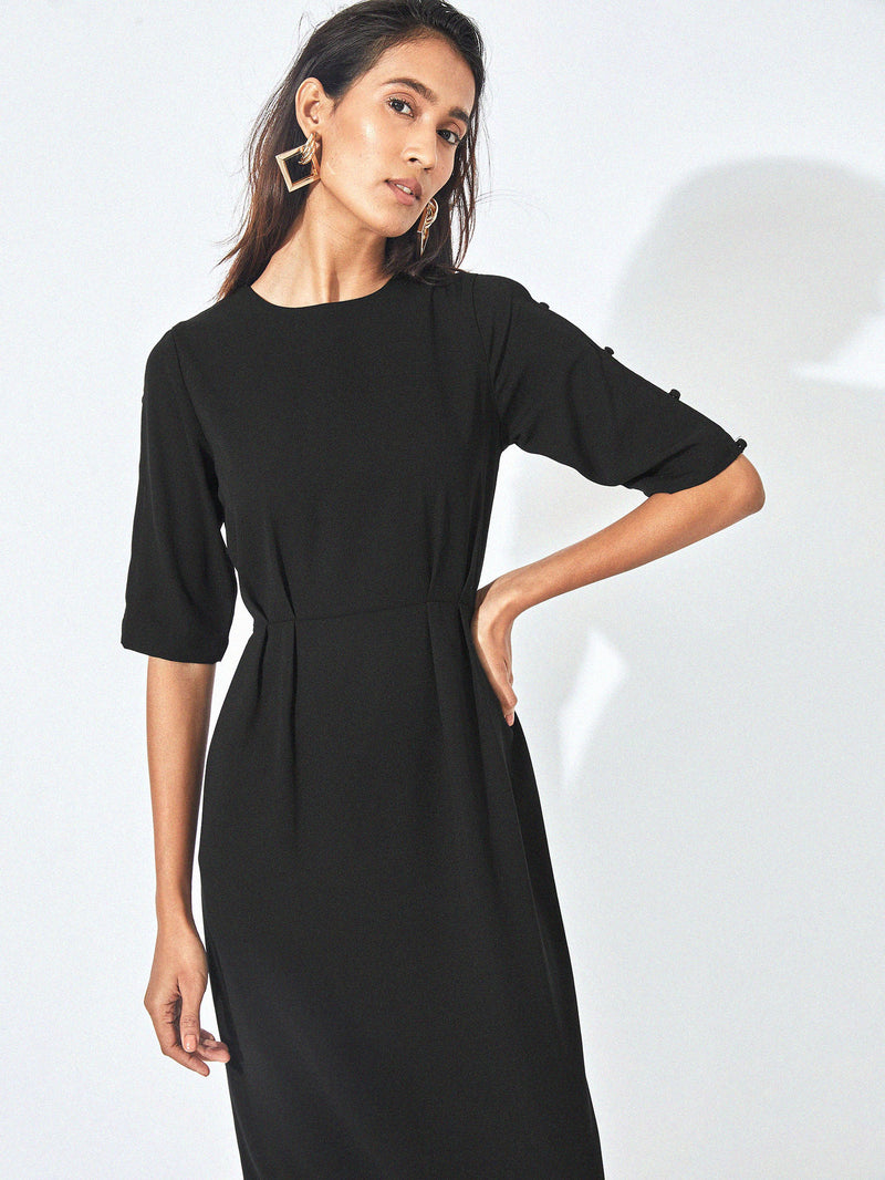 Black Crepe Midi Dress – The Label Life